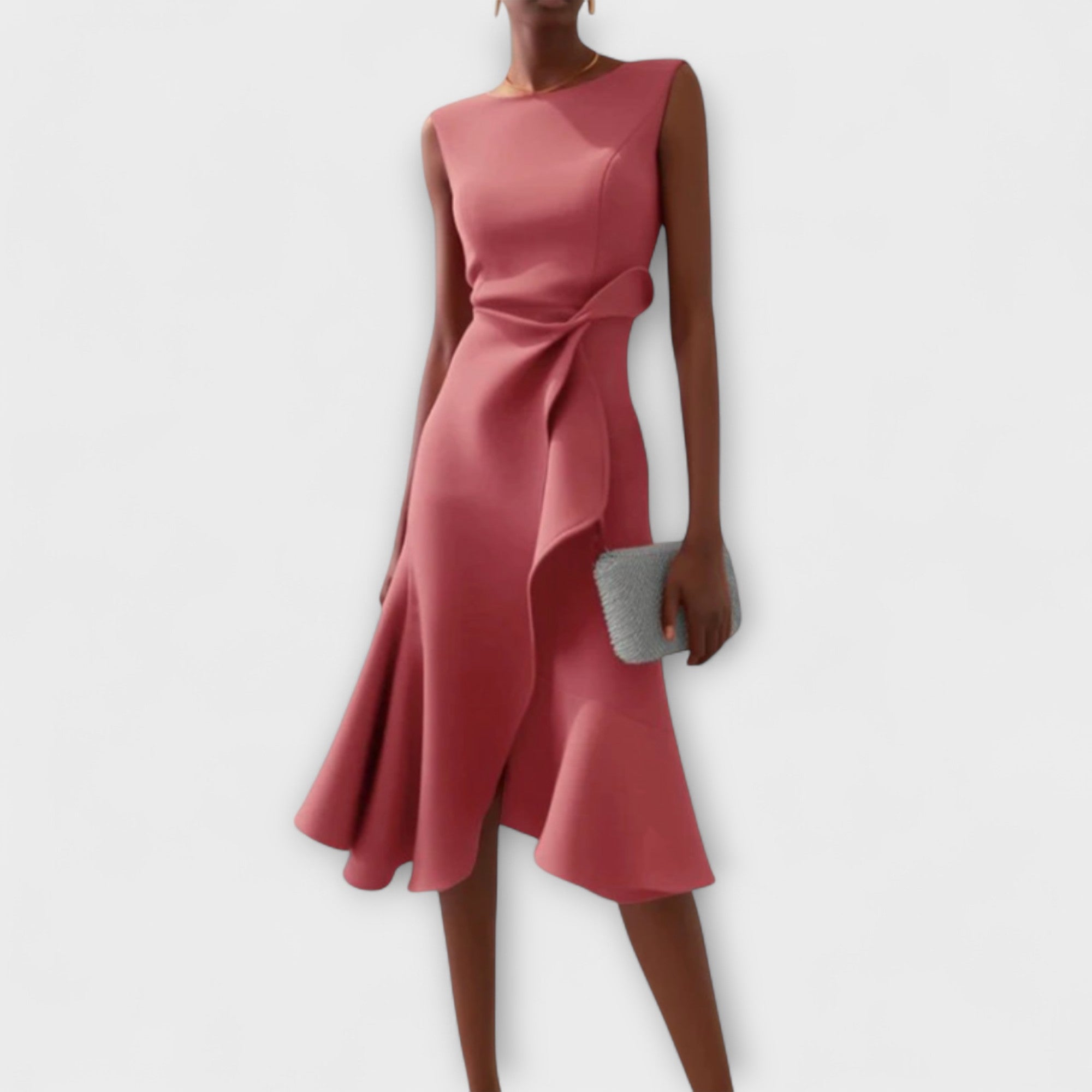 Sheila | Draperet Asymmetrisk Midi Kjole