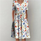 Blomstret Midi Kjole med Lommer | Casual Sommer-, Dimissions- & Strandkjole