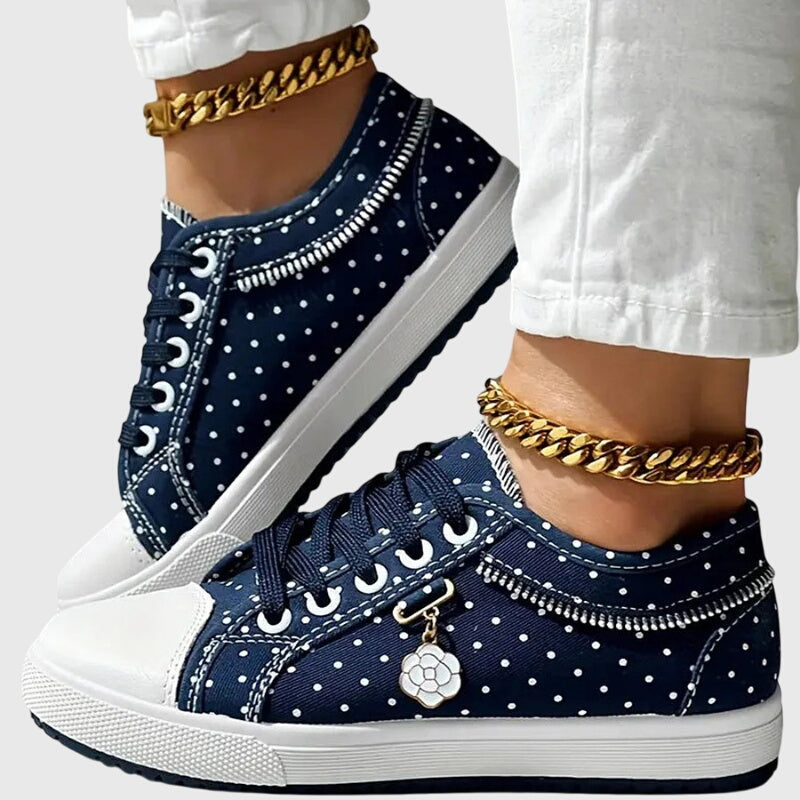 Ortopædiske Sneakers med Blonde Mesh Overlay | Lavskåret Platform Komfortsko