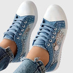 Ortopædiske Sneakers med Blonde Mesh Overlay | Lavskåret Platform Komfortsko