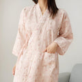 Blomstret Kimono Morgenkåbe til Kvinder | Taljebælte & Lommer