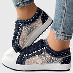 Ortopædiske Sneakers med Blonde Mesh Overlay | Lavskåret Platform Komfortsko