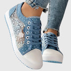 Ortopædiske Sneakers med Blonde Mesh Overlay | Lavskåret Platform Komfortsko