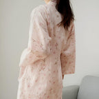 Blomstret Kimono Morgenkåbe til Kvinder | Taljebælte & Lommer