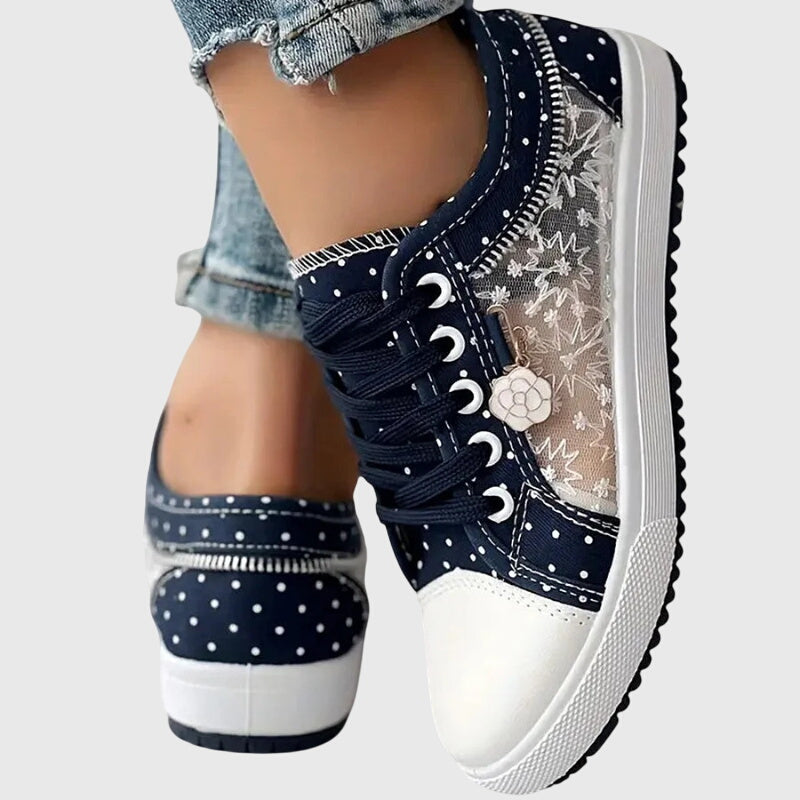 Ortopædiske Sneakers med Blonde Mesh Overlay | Lavskåret Platform Komfortsko