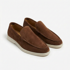 Herres Casual Loafers i Ko Suede Ægte Læder Slip-On Mokkasiner med Gummisål