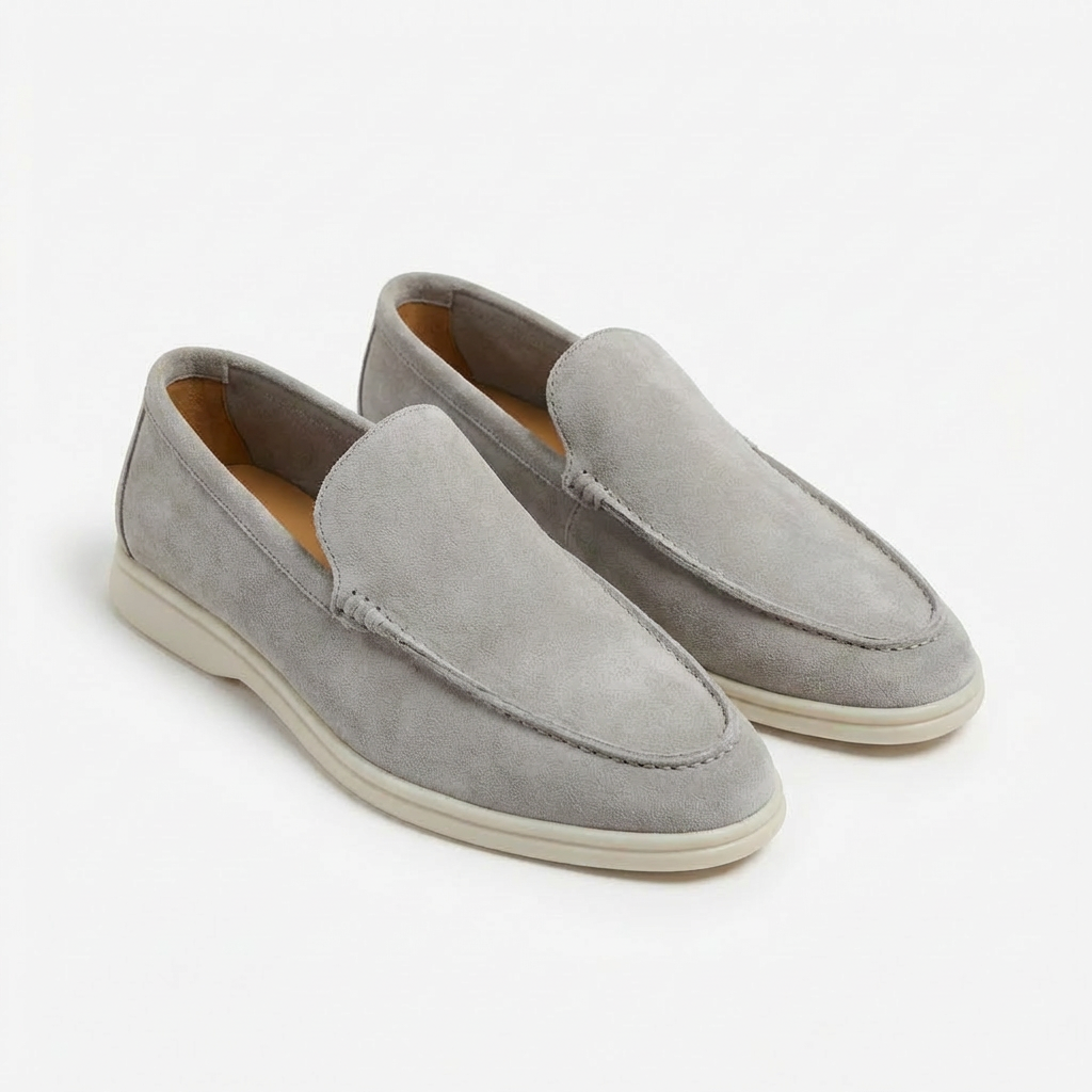 Herres Casual Loafers i Ko Suede Ægte Læder Slip-On Mokkasiner med Gummisål