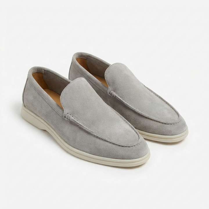 Herres Casual Loafers i Ko Suede Ægte Læder Slip-On Mokkasiner med Gummisål