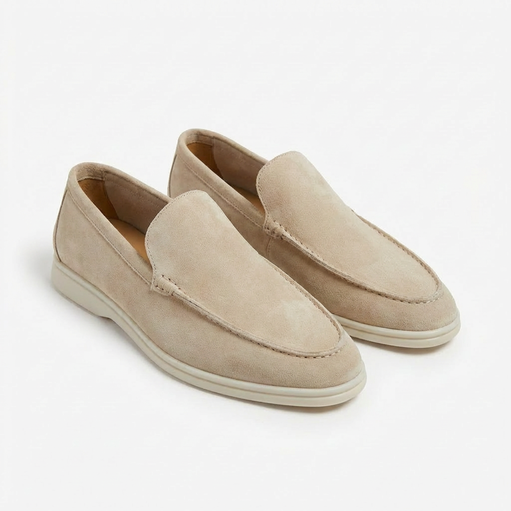 Herres Casual Loafers i Ko Suede Ægte Læder Slip-On Mokkasiner med Gummisål