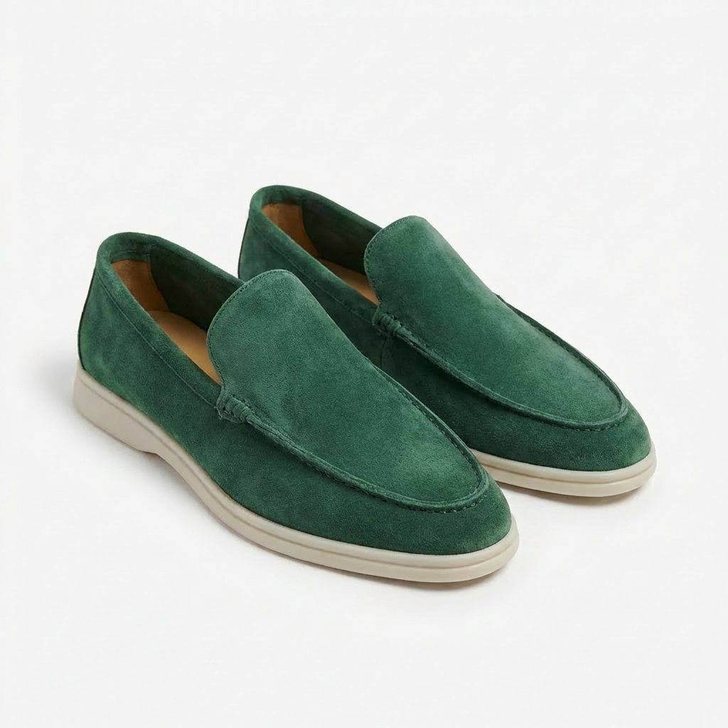 Herres Casual Loafers i Ko Suede Ægte Læder Slip-On Mokkasiner med Gummisål