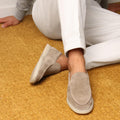 Ruskind Loafer Slip-On Lav Profil med Mokassin Syning og Fleksibel Gummisål