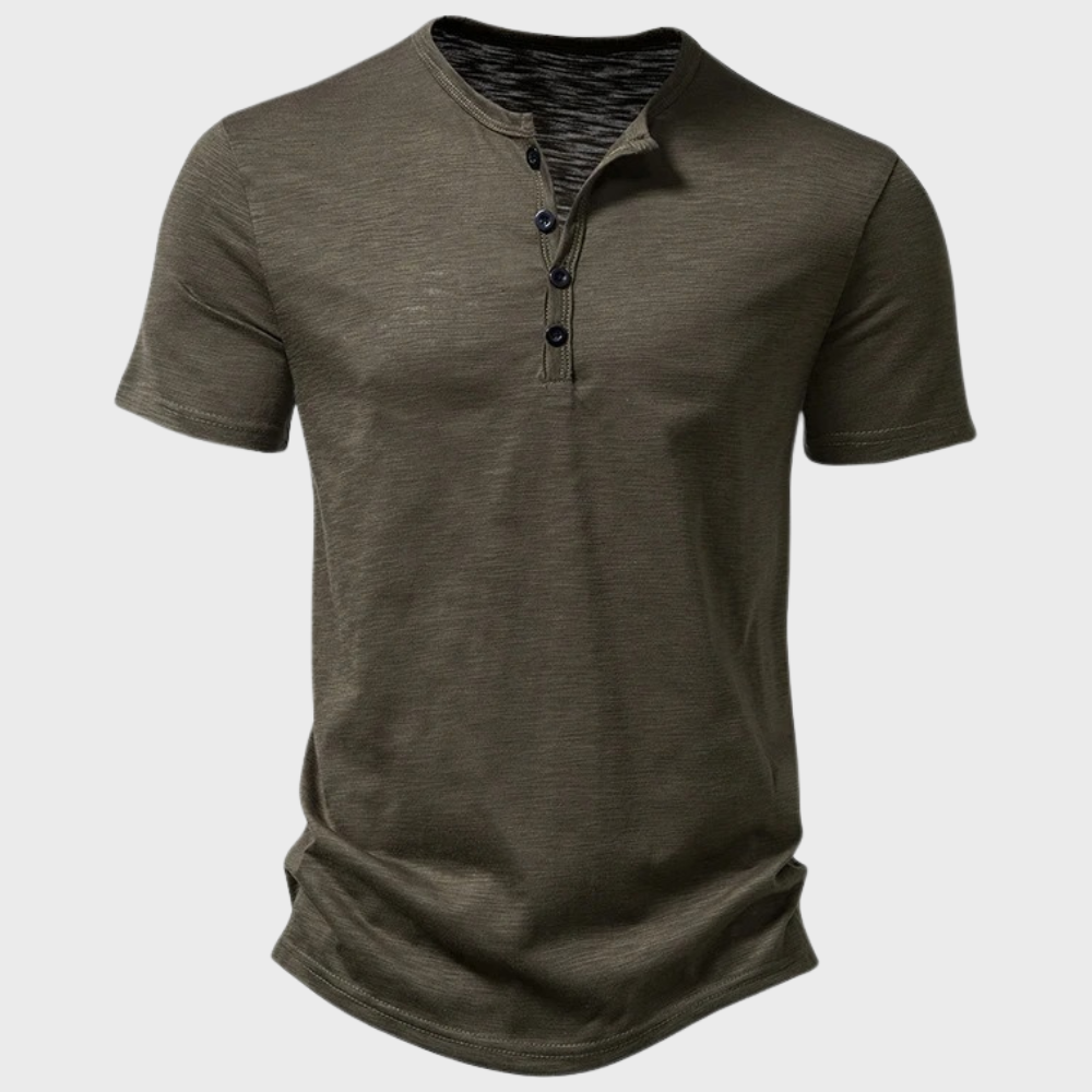 THYMORA | Casual Henley T-shirt med Knapper