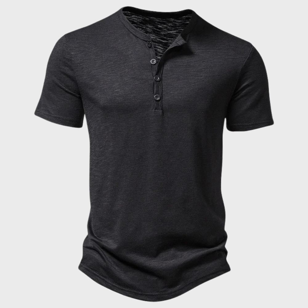 THYMORA | Casual Henley T-shirt med Knapper