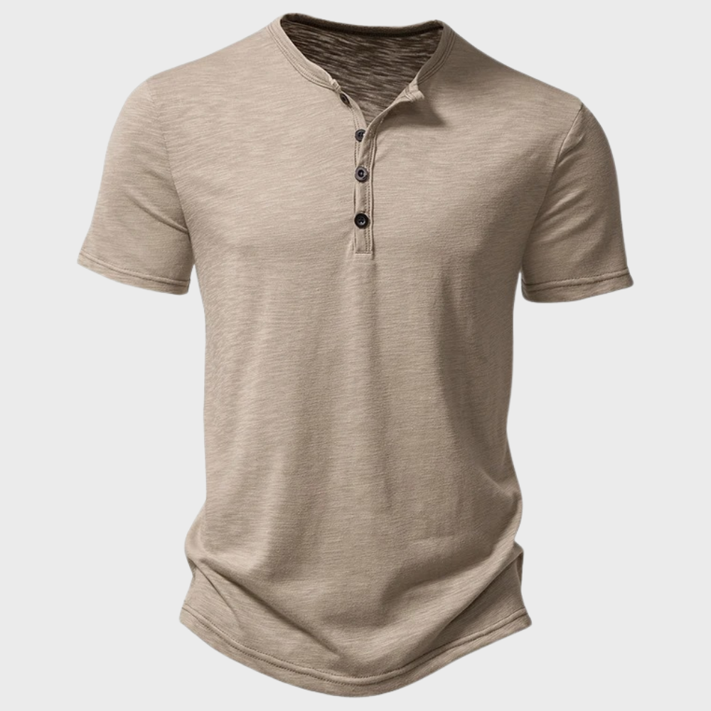 THYMORA | Casual Henley T-shirt med Knapper