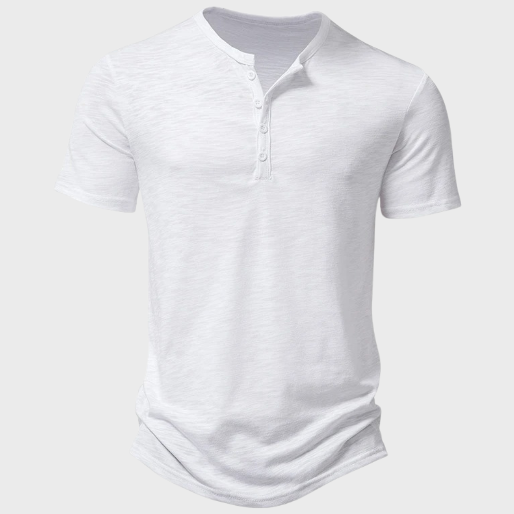 THYMORA | Casual Henley T-shirt med Knapper