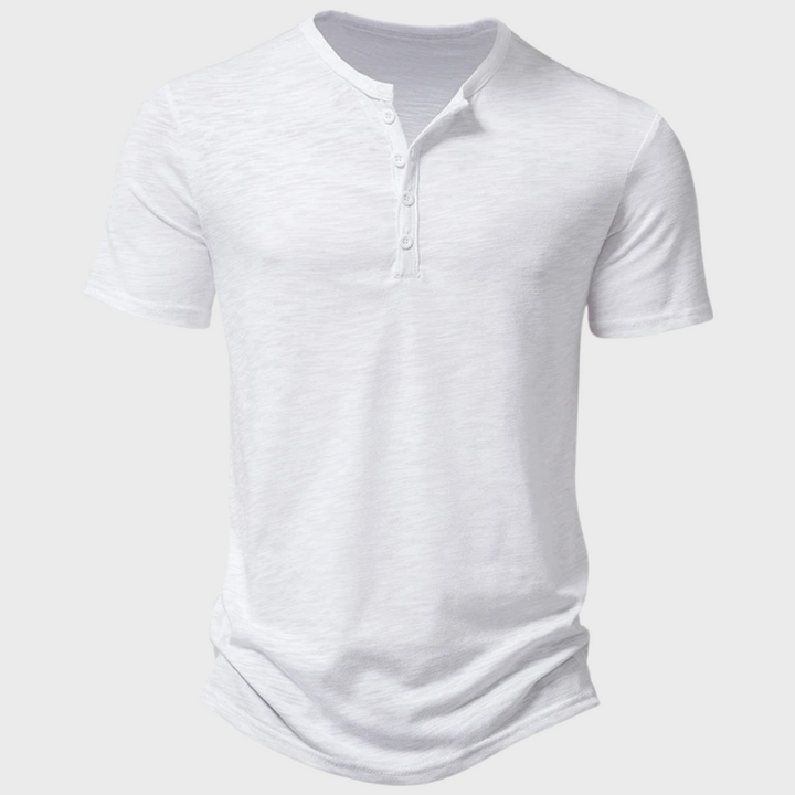 THYMORA | Casual Henley T-shirt med Knapper