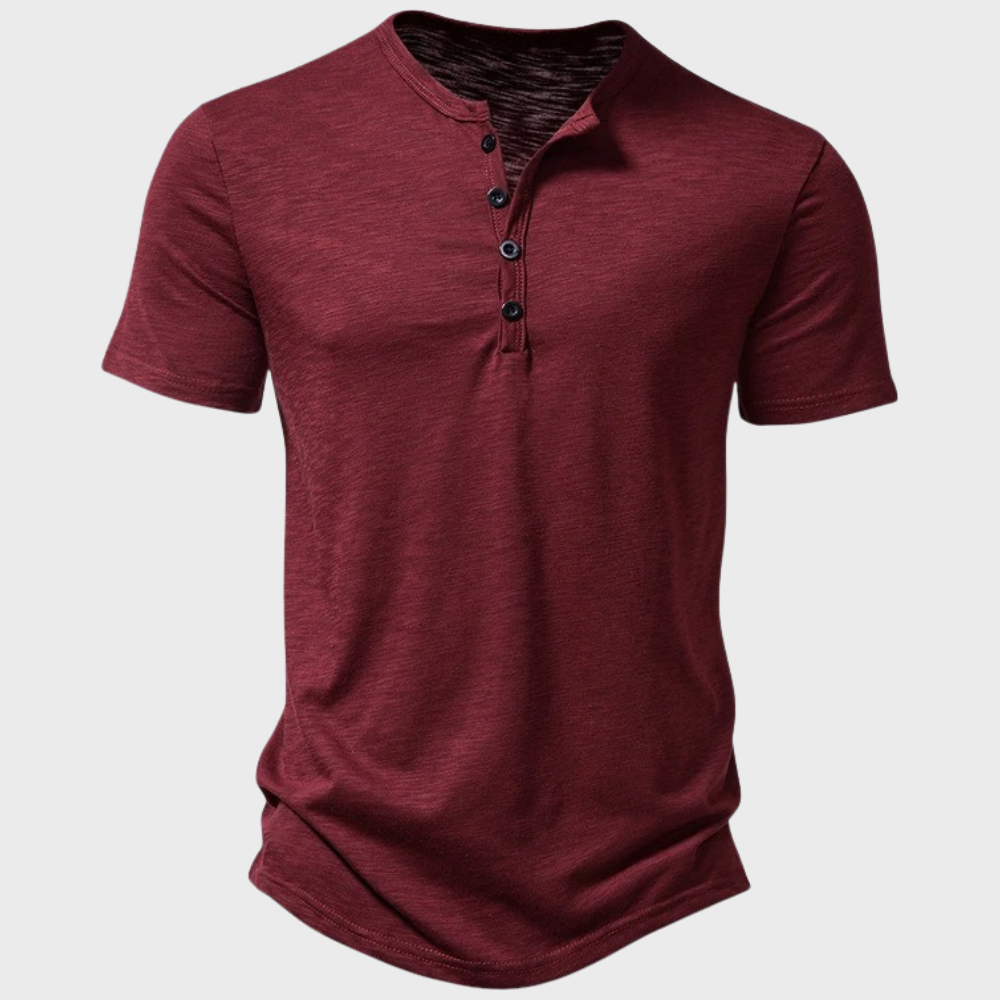 THYMORA | Casual Henley T-shirt med Knapper