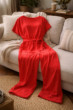 Dame Jumpsuit med Brede Ben og Bælte — Strandstil, Elegant & Ubesværet