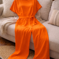 Dame Jumpsuit med Brede Ben og Bælte — Strandstil, Elegant & Ubesværet