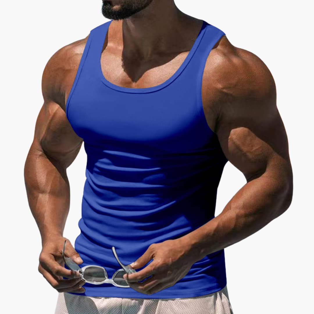 Herre Sports Tanktop med Rund Hals og Ærmeløst Design