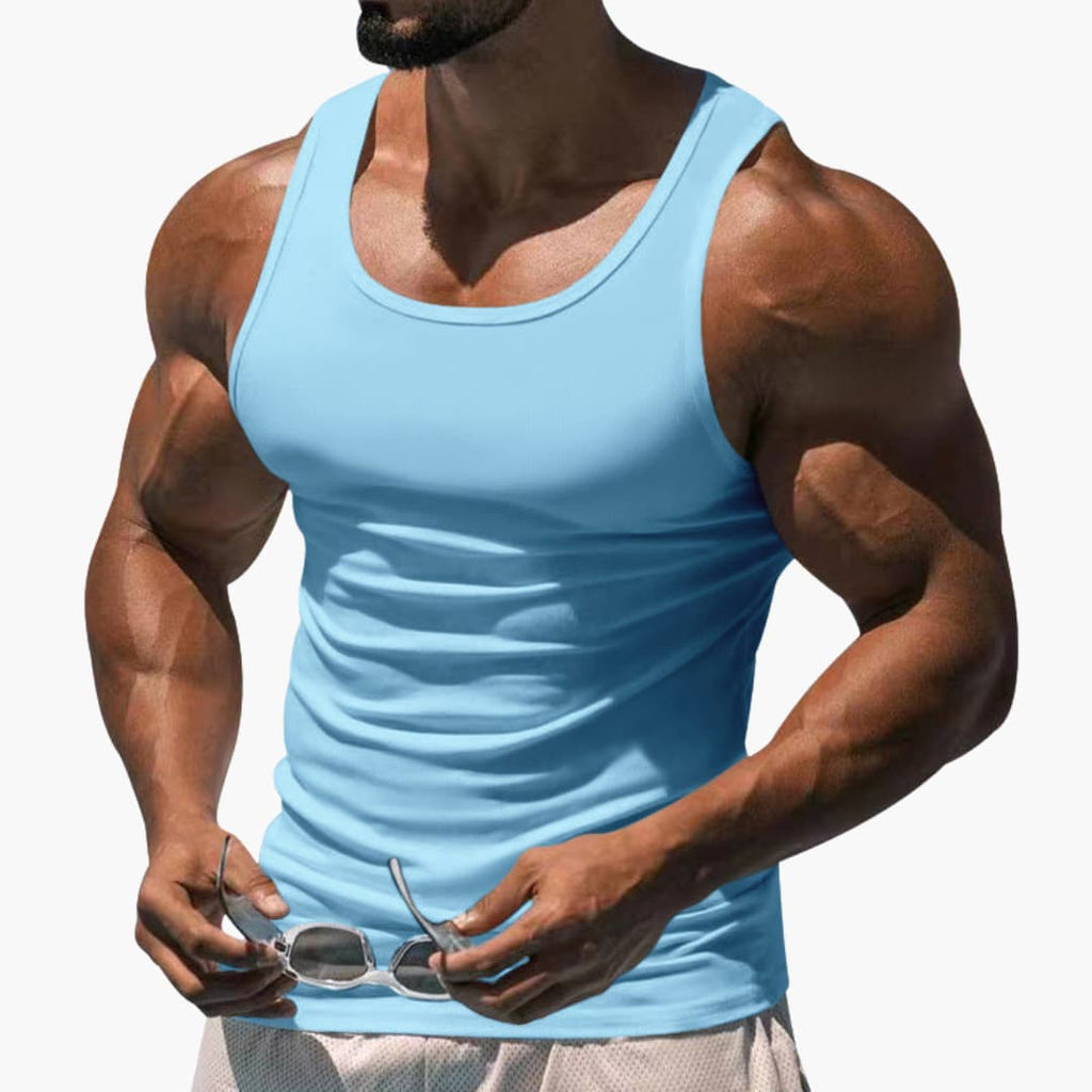 Herre Sports Tanktop med Rund Hals og Ærmeløst Design
