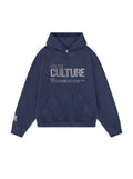 Støvblå Culture Hoodie med Rhinsten-Print | Oversized Streetwear Hættetrøje