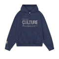 Støvblå Culture Hoodie med Rhinsten-Print | Oversized Streetwear Hættetrøje
