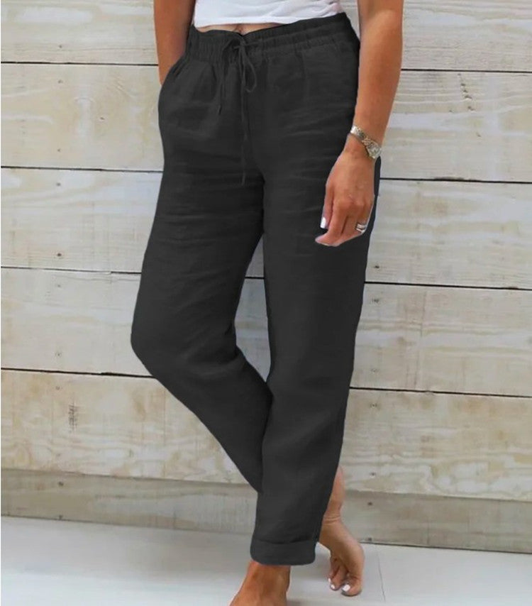 THYMORA | Behagelige Casual Linnedbukser