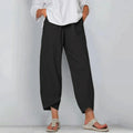 Capri Bukser Dame | Chic Sommerbukser med Elastik Talje & Asymmetrisk Hem