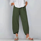 Capri Bukser Dame | Chic Sommerbukser med Elastik Talje & Asymmetrisk Hem