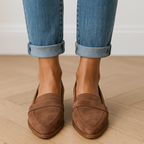 Loafers Dame i Ruskindslook – Flade Sko med Spids Tå