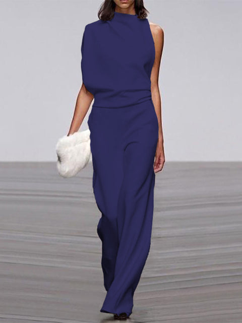Dame Ærmeløs Jumpsuit med Brede Ben — Ubesværet stil til enhver lejlighed