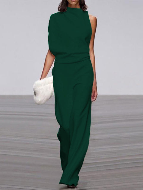 Dame Ærmeløs Jumpsuit med Brede Ben — Ubesværet stil til enhver lejlighed