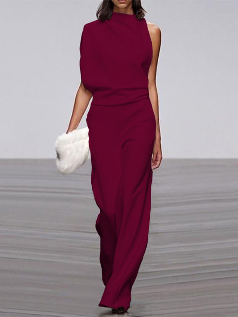 Dame Ærmeløs Jumpsuit med Brede Ben — Ubesværet stil til enhver lejlighed