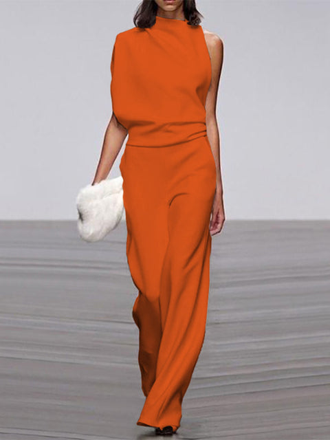 Dame Ærmeløs Jumpsuit med Brede Ben — Ubesværet stil til enhver lejlighed