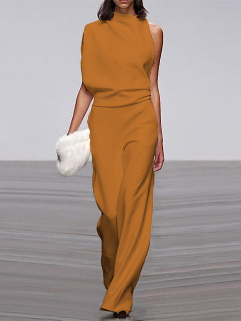 Dame Ærmeløs Jumpsuit med Brede Ben — Ubesværet stil til enhver lejlighed