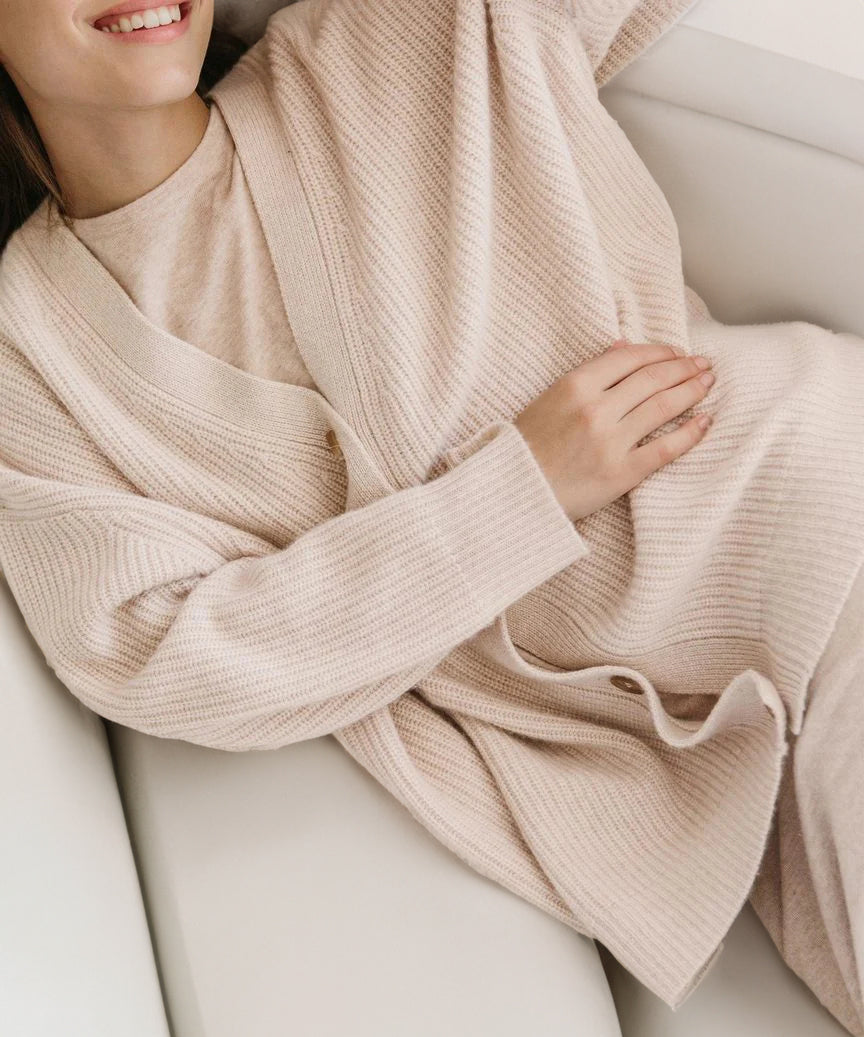 Kvinders Oversized Knappet Cardigan med Behagelig Ribstrik Tekstur