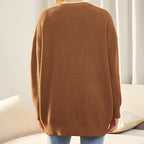 Kvinders Oversized Knappet Cardigan med Behagelig Ribstrik Tekstur