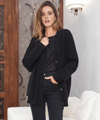 Kvinders Oversized Knappet Cardigan med Behagelig Ribstrik Tekstur