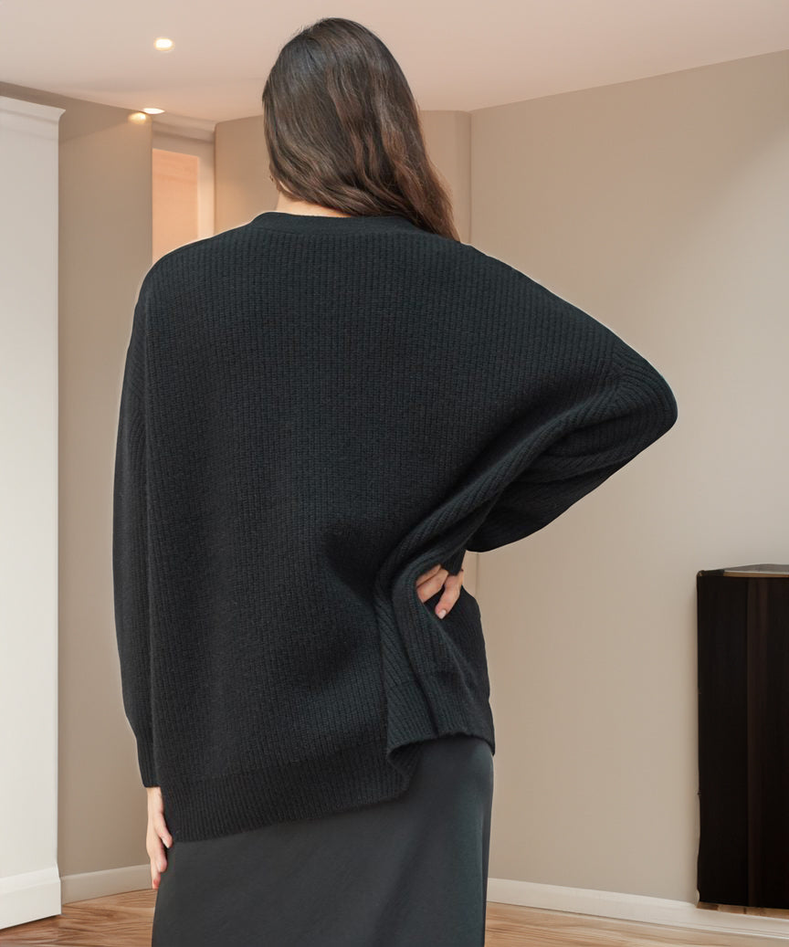 Kvinders Oversized Knappet Cardigan med Behagelig Ribstrik Tekstur