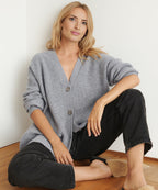 Kvinders Oversized Knappet Cardigan med Behagelig Ribstrik Tekstur