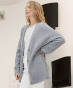 Kvinders Oversized Knappet Cardigan med Behagelig Ribstrik Tekstur