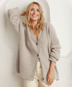 Kvinders Oversized Knappet Cardigan med Behagelig Ribstrik Tekstur