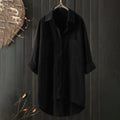 Lang Skjortebluse med Forlommer og Asymmetrisk Kant | Hverdagsbluse & Feriebluse