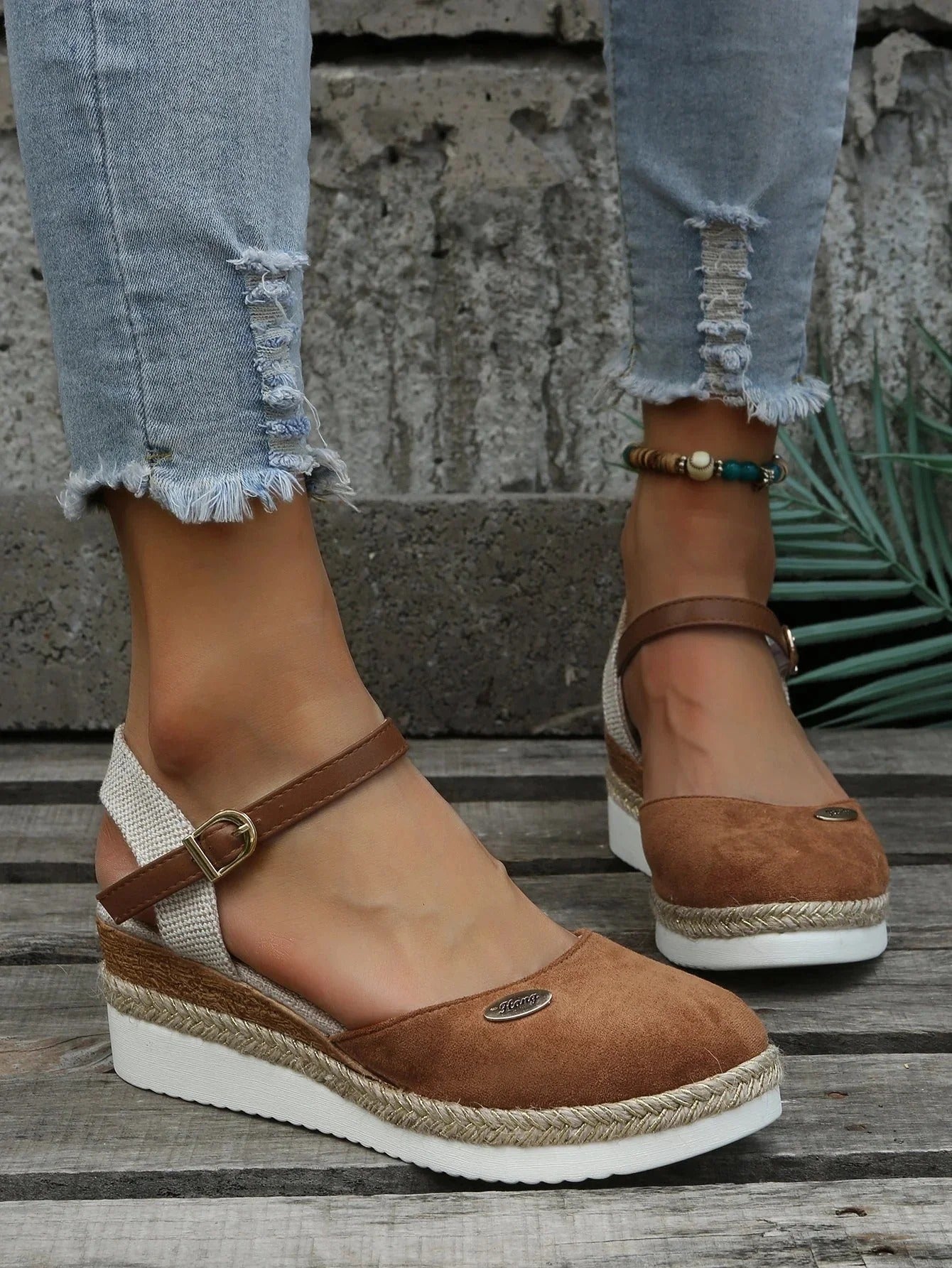 Ortopædiske Platform Espadrille Sandaler med Støttende Lukket Tå