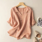 Kristi | Vintage Bluse med Knap Detalje