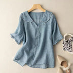 Kristi | Vintage Bluse med Knap Detalje