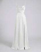 Elegant Maxi Kjole til Damer med Slids | Satinkjole til Dimission, Sommerfest & Bryllupsgæst