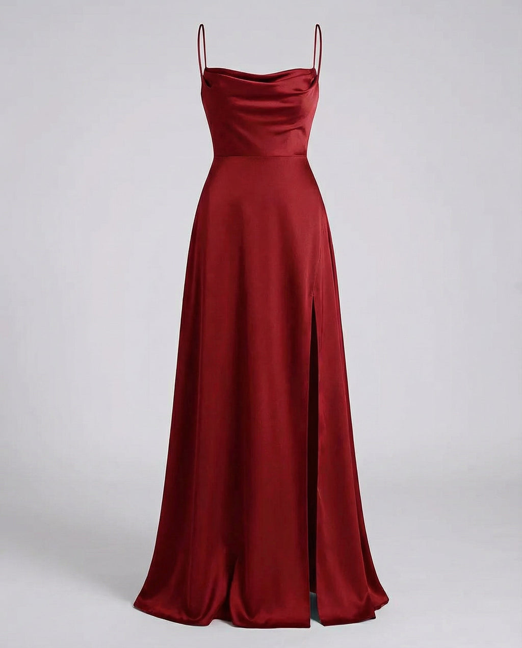 Elegant Maxi Kjole til Damer med Slids | Satinkjole til Dimission, Sommerfest & Bryllupsgæst