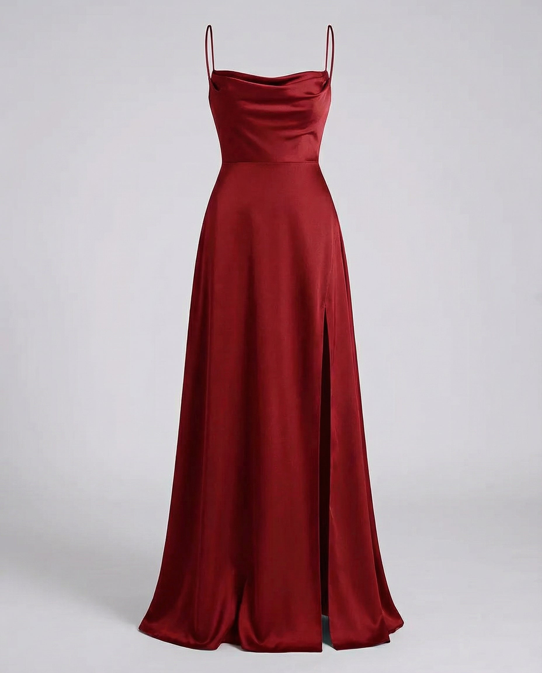 Elegant Maxi Kjole til Damer med Slids | Satinkjole til Dimission, Sommerfest & Bryllupsgæst